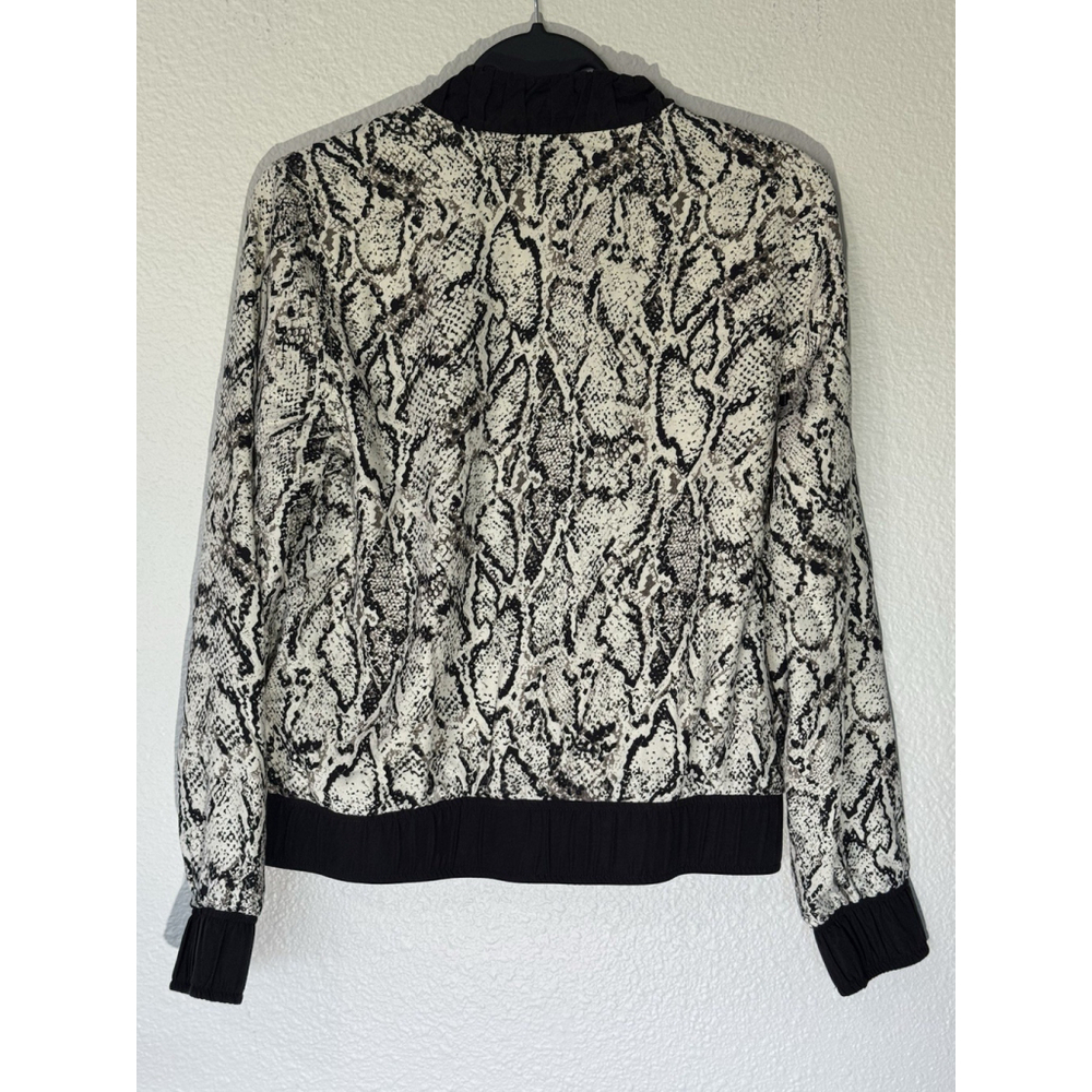 Snakeskin Print Short Bomber Jacket Chic Zip Up Street Style Fast Collectives - Picture 2 of 6